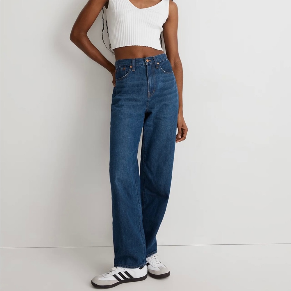 Madewell Baggy Straight Jeans Size 23 Dark Worn Indigo